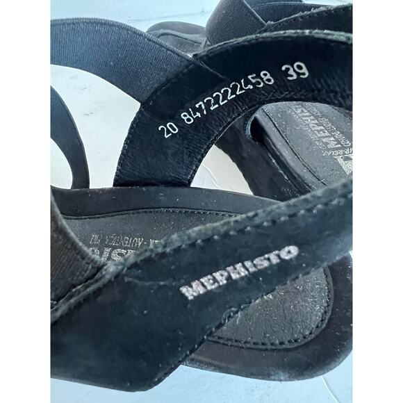 MEPHISTO GIULIANA SOFT AIR TECHNOLOGY BLACK NUBUCK COMFORT WEDGE SANDAL SZ 9 - Picture 8 of 10